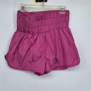 Pink Athletic Shorts XL with Elastic Waistband and Bubble Hem